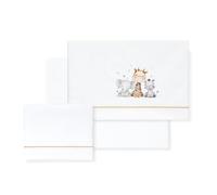 Interbaby - Sábanas Bebé 100% Algodón Coche/Moisés/CAPAZO - Jirafa Elefante Conjunto 3 Pcs, Bajer encimer Funda Almohada - Hecho en España