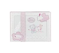 Interbaby Sábanas de Coralina para minicuna Baby Love en blanco y rosa