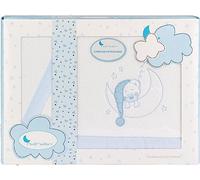 Interbaby Sabanas Invierno Coralina Coche - Capazo- (Bajer encimer Funda Almohada) (Bear Sleeping BCO Azul)