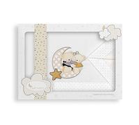 INTERBABY -Sábanas Minicuna Osito Amoroso Beige