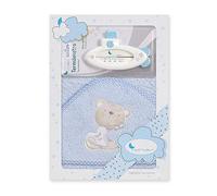 INTERBABY - Set Capa de baño Love Azul y termómetro