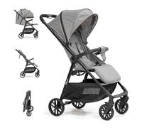 Interbaby - Silla de Paseo Voyage | Carrito Bebe desde Nacimiento hasta 48 meses o 22 kg | Botón Plegado rápido, Amortiguadores, Capota XXL Intercambiable, Reposabrazos | Cochecito bebe Gris