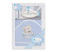 Interbaby T1178-01 - Capa de baño OSITO BAÑERA azul con Termómetro, unisex