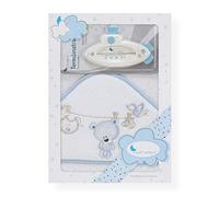 Interbaby T1182-11 - Capa de baño TENDERO OSO blanco y azul con Termómetro, unisex