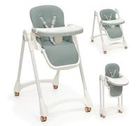 Interbaby Trona Bebe Evolutiva | Trona Plegable 6-36 meses, Máximo 25 kg, Aluminio | Silla Bebe Respaldo 4 Posiciones, Patas y Bandeja Regulables, Arnés de Seguridad | Practic Verde