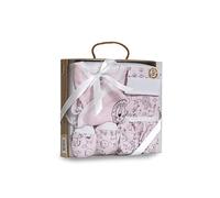 Interbay - Set Regalo Primera puesta de 5 Piezas,Algodón Orgánico e Fibla de Banbú De 0 a 6 meses aprox (Rosa)