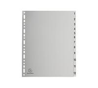 Intercalaires imprimes polypropylene 13x100e 12 positions de 1 a 12 - a4 maxi