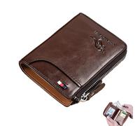 Intercambio de dinero para Hombres con un sobre de Tarjeta Anti-Zipper-, a prueba de robo, Cartera Anti-Time de Cuero Real para Tarjeta de Identidad y Compartimiento de Monedas p, marrón, Se référer