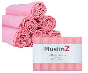 Intercambio de muselina 6 toallas cuadrado de los recién nacidos, el color - Muslimz: rosa pálido