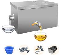 Interceptor de grasa comercial, separador de aceite y agua de acero inoxidable para debajo del fregadero con cesta de filtro extraíble para gestión de aguas residuales de restaurantes y cantinas