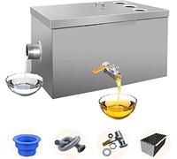 Interceptor de grasa, trampa de grasa de acero inoxidable con cesta de filtro extraíble para separación de aceite y agua de cocina y restaurante