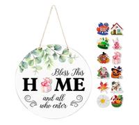 Interchangeable Door Sign - 12 Inch Rustic Interchangeable Home Decor,Welcome Sign for Front Porch,for Patio Garden Yard Farmhouse Apartment Holiday Spring Summer Fall Winter