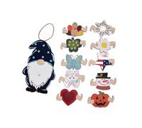 Interchangeable Gnome Door Sign Wooden Christmas Sweet Gnome Welcome Sign Door Hanger for Home Decoration