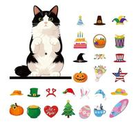 Interchangeable Sign Cat - Holiday Rustic Aesthetic Farmhouse Wooden Base