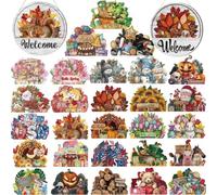 Interchangeable Welcome Sign for Front Door, 12 Inch Magnetic (28PC) | 16/12-piece interchangeable welcome sign, 30×30cm, with seasonal pieces for front door and year-round decor.
