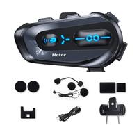 Intercom Bluetooth Moto 1PC Respuesta Automática a Llamadas Conversación ilimitada (300 m) Batería grande Asistente de Voz AI Impermeable IPX6 para motociclistas y conductores
