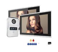 Intercomunicador Videoportero de 2MP, 1080P, 10 pulgadas, pantalla táctil, Big Tuya, inalámbrico, POE, timbre con cable for Villa, Control acceso RFID plano(1v2)