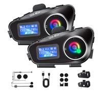 Intercomunicadores para Casco Moto, Audifonos Bluetooth para Motociclista Casco, inalámbrica de 500m Manos Libres, Pantalla De VisualizacióN, LED FM Radio 1000mah