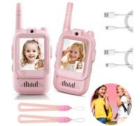 Intercomunicadores portátiles recargables para niños (paquete de 2), ideales para jugar en interiores o exteriores, acampar y hacer senderismo