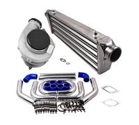 Intercooler para turbo 1 Juego de turbocompresor Universal Billet GT3582 + Intercooler + tubería de tubo Turbo de 2,5" Enfriador de aire de turbo