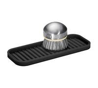 iDesign Bandeja de Silicona para Fregadero de Cocina para esponjas, estropajos, jabón, Soporte para cucharas de Estufa, Negro, 9 x 3.5 x 0.5 Pulgadas