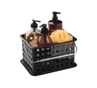 InterDesign Cesta de plαstico para ducha con asa para baρo o dormitorio universitario, color negro, fabricado en Estados Unidos