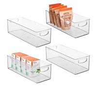 InterDesign iDesign - Contenedor apilable de plástico para despensa, con asas para armarios o nevera, juego de 4, transparente
