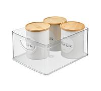 InterDesign iDesign - Contenedor de almacenamiento de plástico reciclado para armario y despensa con asas integradas, 10 x 8 x 5 pulgadas, contenedor transparente