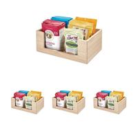 InterDesign iDesign The Home Edit Series, papelera de madera, frente abierto, natural (Paquete de 4)