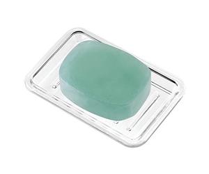 InterDesign Royal Jabonera de plástico para Fregadero o Ducha - Diseño Estriado de Ahorro de jabón - Rectangular, Transparente, Clear, 3.50" x 5.25"