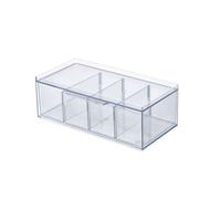 InterDesign The Sarah Tanno Collection Organizador de cajones para cosmticos de plstico, tamao grande, transparente/blanco