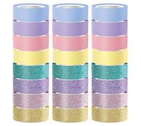 Interdruk 24 rollos de cintas washi - Cintas de enmascarar - Juego de cintas decorativas coloridas para álbumes de recortes, diarios de viñetas, envoltura de regalos y decoración - 120 metros de largo