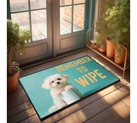 Interesante felpudo de entrada con texto en inglés "Remember To Wipe: A Cute Reminder!", divertido felpudo para puerta delantera (65 x 90 cm)