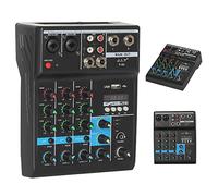 Interfaz de audio con mezclador de DJ y tarjeta de sonido, consola de placa de sonido mezcladora de audio USB/MP3/Bluetooth con estéreo digital de 48 V Phantom Power para transmisión en vivo de