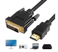 Interfaz de vídeo HD a cable DVI - Interfaz multimedia de alta definición para adaptador DVI | Cable convertidor bidireccional de 59 pulgadas, conectores chapados en oro de 1080p, conectores macho y