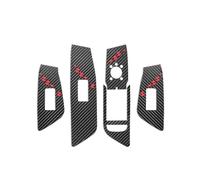 Interior Coche Embellecedor De Panel De Elevalunas Para A4 B9 Y A5 2017-2024 4 Pegatinas Deportivas Accesorios De Tuning Interior De Coche(Carbon Leather RHD A)