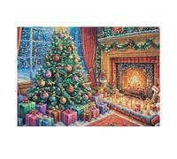 Interior de cabaña de Navidad Puzzles 300 Piezas Moderno Creativo Tiempo Feliz Rompecabezas Familiar para Adultos 3D Maquetas Construir Aliviar Estrés Decorativo 300 PCS