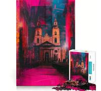 Interior de Catedral neón, Rompecabezas de 1000 Piezas para Adultos, Regalos, Mejora de la Memoria, Tiempo Libre, Arte de Pared con Corte preciso (38x26cm)
