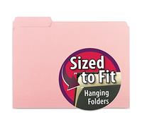 Interior File Folders, 1/3 Cut Top Tab, Letter, Pink, 100/Box