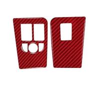 Interior Pegatinas Etiqueta Engomada Del Marco Panel Interruptor Elevación La Ventana Puerta Fibra Carbono Real Interior Para Jaguar Para F-Type 2013-2022(Carbon red)