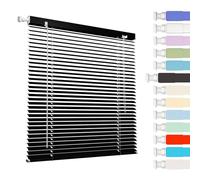Interior Persiana de Aluminio Sin Taladrar, Persianas Venecianas Aluminio de Ventanas, Privacidad Aislamiento Térmico Horizontales Stores para Ventana, para Cocina Dormitorio Salón Baño(Black)