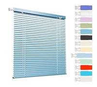 Interior Persiana de Aluminio Sin Taladrar, Persianas Venecianas Aluminio de Ventanas, Privacidad Aislamiento Térmico Horizontales Stores para Ventana, para Cocina Dormitorio Salón Baño(Light Blue)