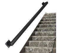 Interior y exterior, tamaño ajustable de 1 a 3 m, kit completo, barandilla de hierro forjado de metal para montaje en pared, 4,2 m de longitud para mayor seguridad y estabilidad.