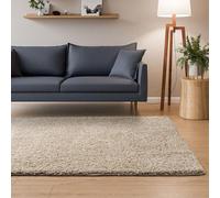 Interiyou Alfombra Pelo Largo Sofia - 60x120 cm Beige - Esponjosa y Lisa - Lavable y Antideslizante - Textura Larga Suave
