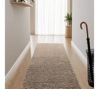 Interiyou Alfombra Pelo Largo Sofia - 80x250 cm Beige - Esponjosa y Lisa - Lavable y Antideslizante - Textura Larga Suave