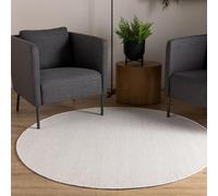 Interiyou Alfombra Salon Artesanal de algodón Riga - 120x120 cm Redonda Blanca - Tejido a Mano para Sala, Dormitorio - 100% artesanía de Fibra Natural