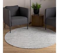Interiyou Alfombra Salon Artesanal de algodón Riga - 120x120 cm Redondo Beige/Negro - Tejido a Mano para Sala, Dormitorio - 100% artesanía de Fibra Natural