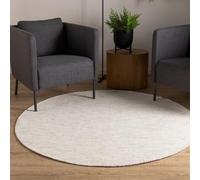 Interiyou Alfombra Salon Artesanal de algodón Riga - 120x120 cm Redondo Crema - Tejido a Mano para Sala, Dormitorio - 100% artesanía de Fibra Natural
