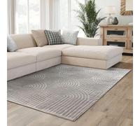 Interiyou Alfombra Salon Pelo Corto Cannes - 160x230 cm Gris - Diseño Boho escandinavo con Efecto 3D de Relieve - Plana con patrón geométrico