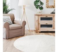 Interiyou Alfombra Salon Pelo Corto Fargo - 160x160 cm Redondo Crema - Felpa sintética esponjosa - Lavable y Antideslizante - Textura Suave Corta